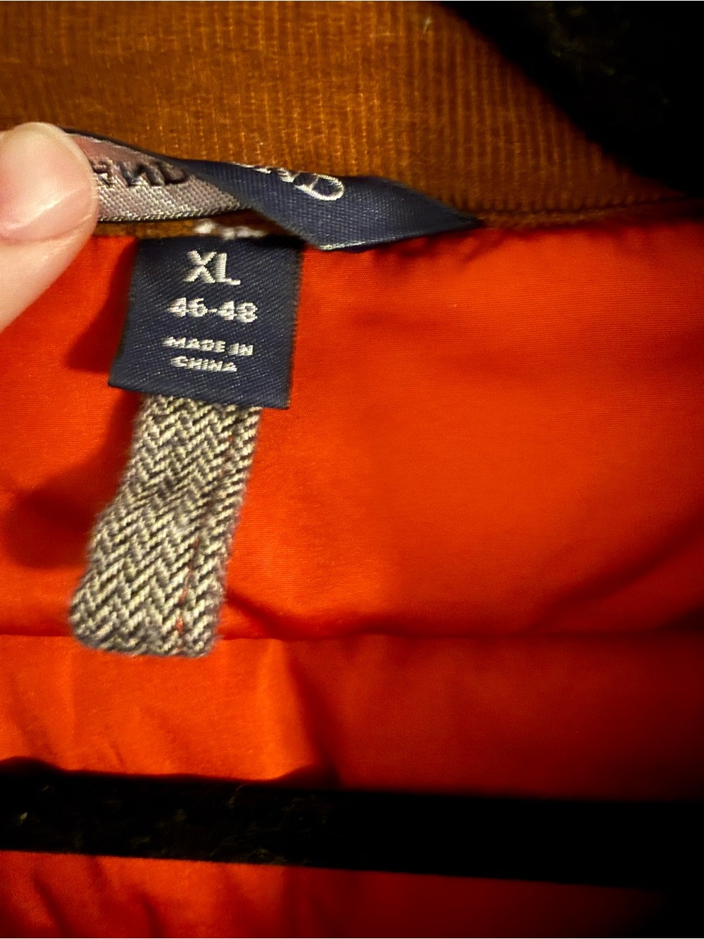 Lands' End Gray Quilted Vest with Orange Lining - Picture 3 of 6